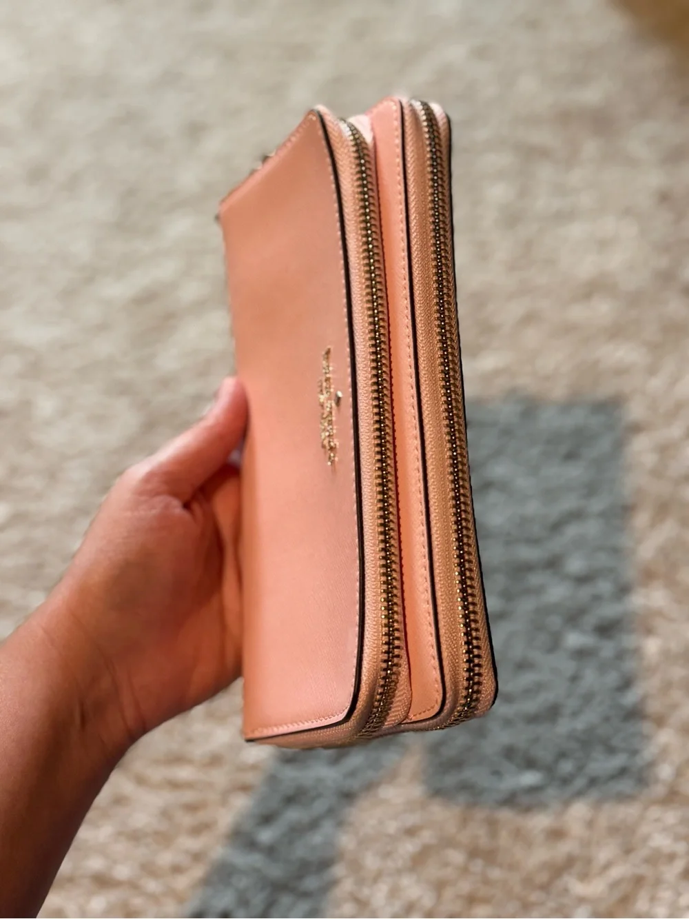kate spade blush pink zip-around wristlet wallet